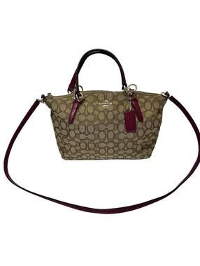 COACH "Kelsey" Handbag Purse Khaki/Dahlia #F36625,As Is staining /discolouration